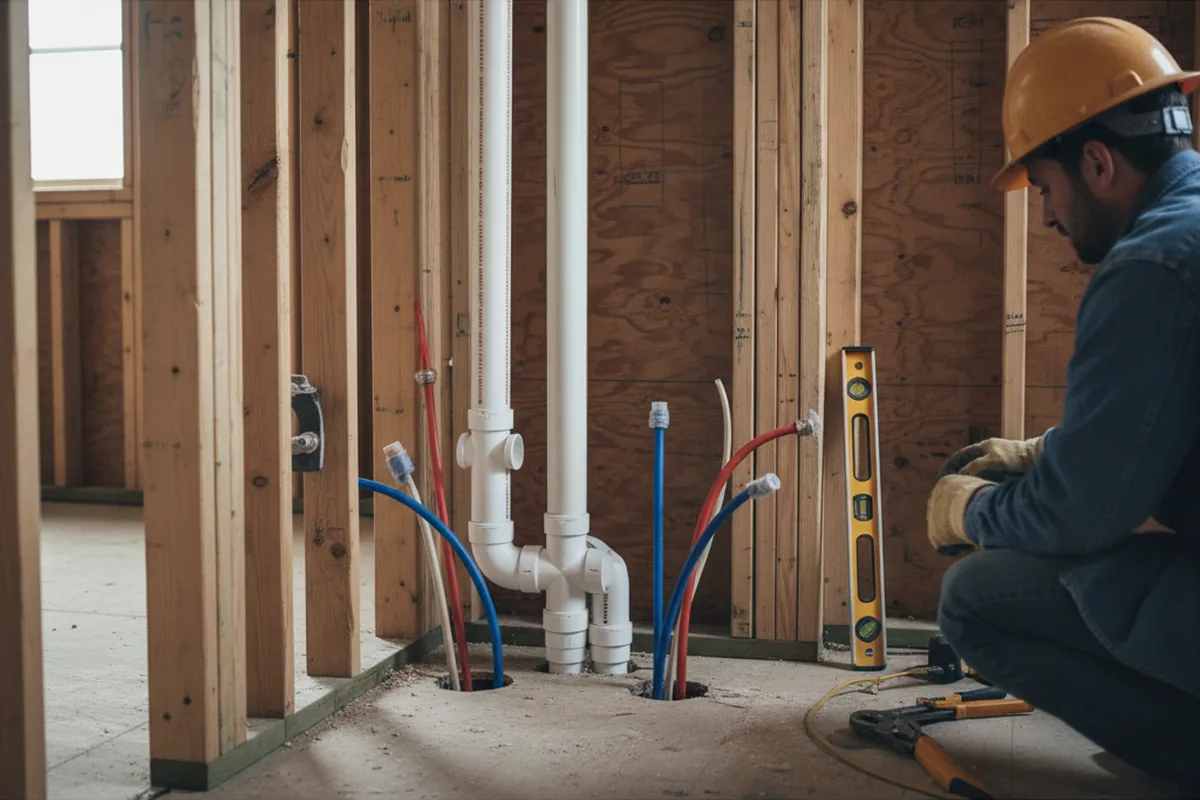 Drain and supply rough-in during Drain Cleaning in West Brookfield