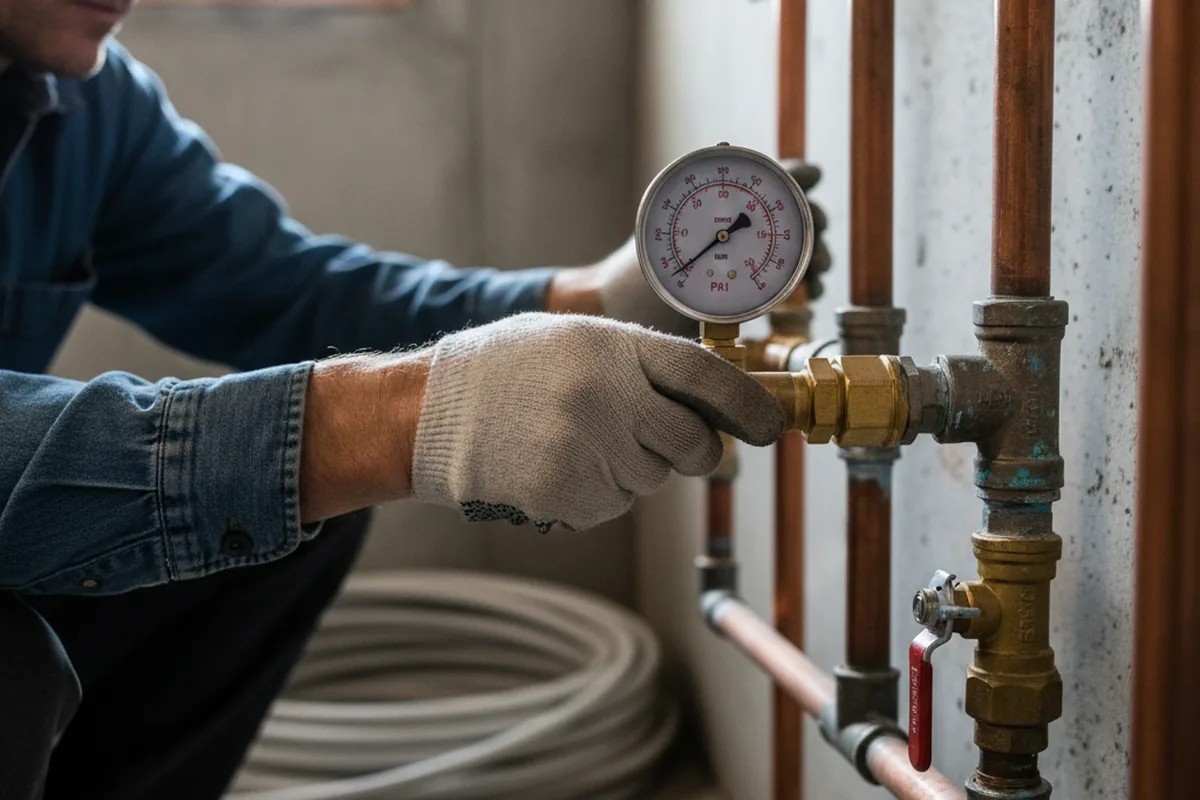 Pressure testing a repaired line during Water Line Repair in West Brookfield
